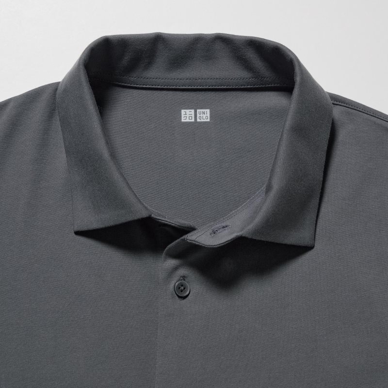 Polos Uniqlo Airism Full Open Short-sleeve Homme Grise | 3593384