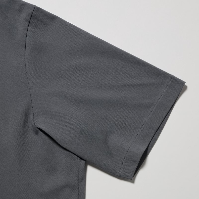 Polos Uniqlo Airism Full Open Short-sleeve Homme Grise | 3593384