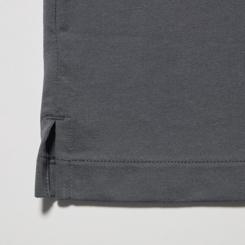 Polos Uniqlo Airism Full Open Short-sleeve Homme Grise | 3593384