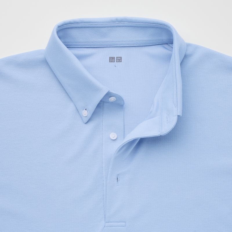 Polos Uniqlo Airism Pique Short-sleeve Homme Bleu | 7841618