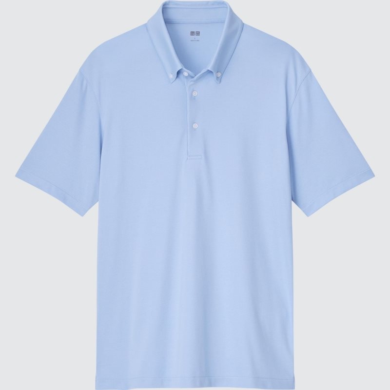 Polos Uniqlo Airism Pique Short-sleeve Homme Bleu | 7841618