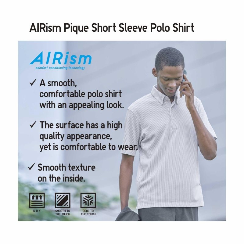 Polos Uniqlo Airism Pique Short-sleeve Homme Bleu | 6492519