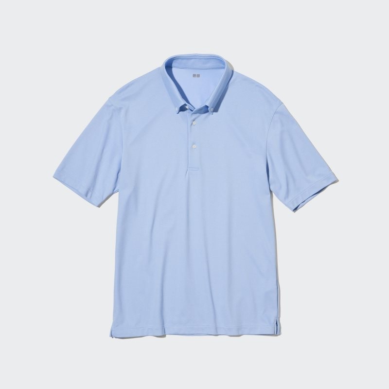Polos Uniqlo Airism Pique Short-sleeve Homme Bleu | 6492519