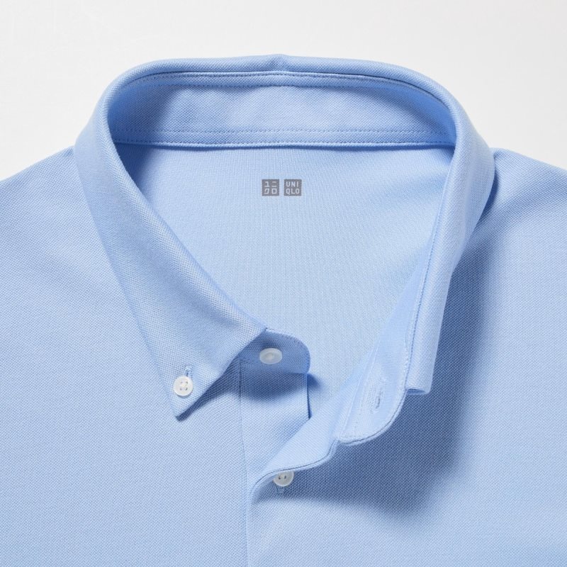 Polos Uniqlo Airism Pique Short-sleeve Homme Bleu | 6492519