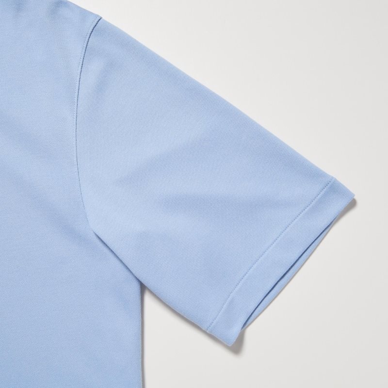 Polos Uniqlo Airism Pique Short-sleeve Homme Bleu | 6492519