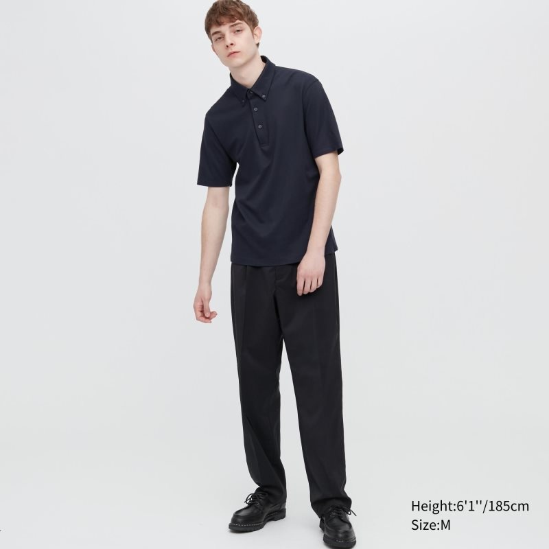Polos Uniqlo Airism Pique Short-sleeve Homme Bleu Marine | 3137170