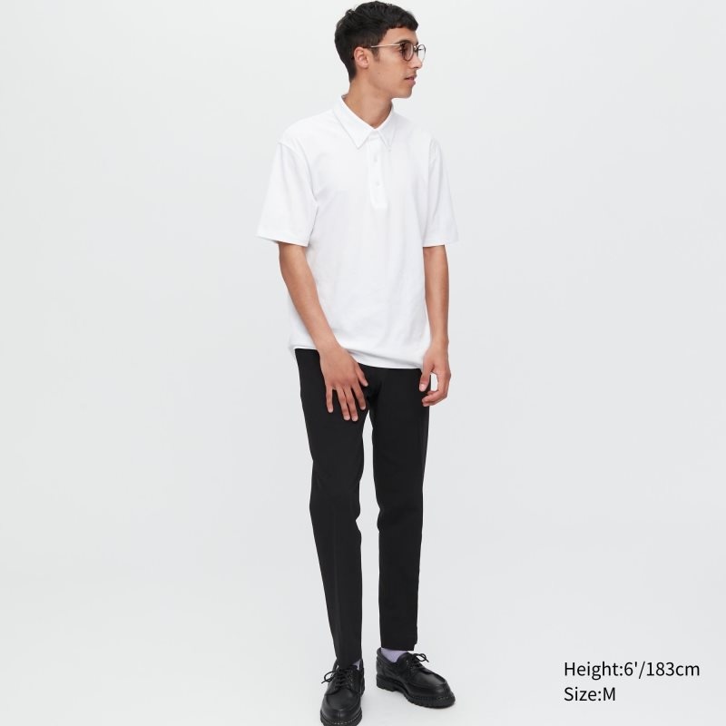 Polos Uniqlo Airism Pique Short-sleeve Homme Blanche | 8884445