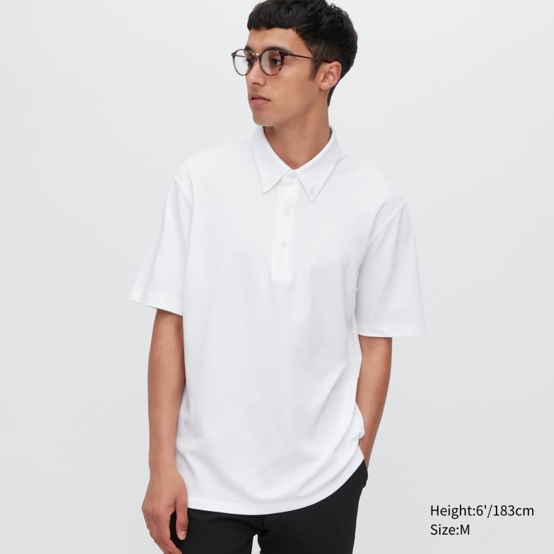 Polos Uniqlo Airism Pique Short-sleeve Homme Blanche | 8884445
