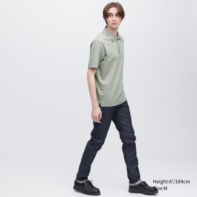 Polos Uniqlo Airism Regular Collar Homme Vert | 3102829