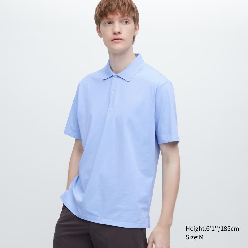 Polos Uniqlo Airism Regular Collar Homme Bleu | 3522256