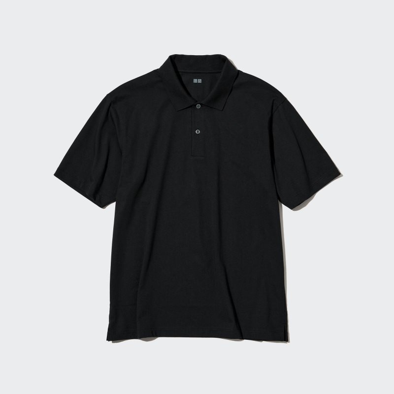 Polos Uniqlo Airism Regular Collar Homme Noir | 8730546