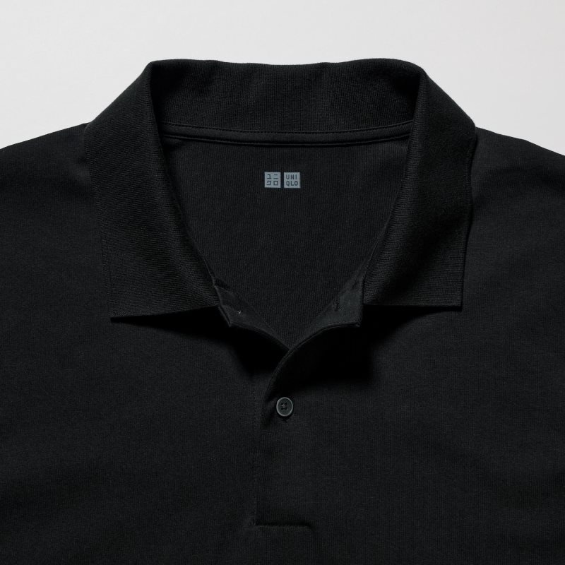 Polos Uniqlo Airism Regular Collar Homme Noir | 8730546