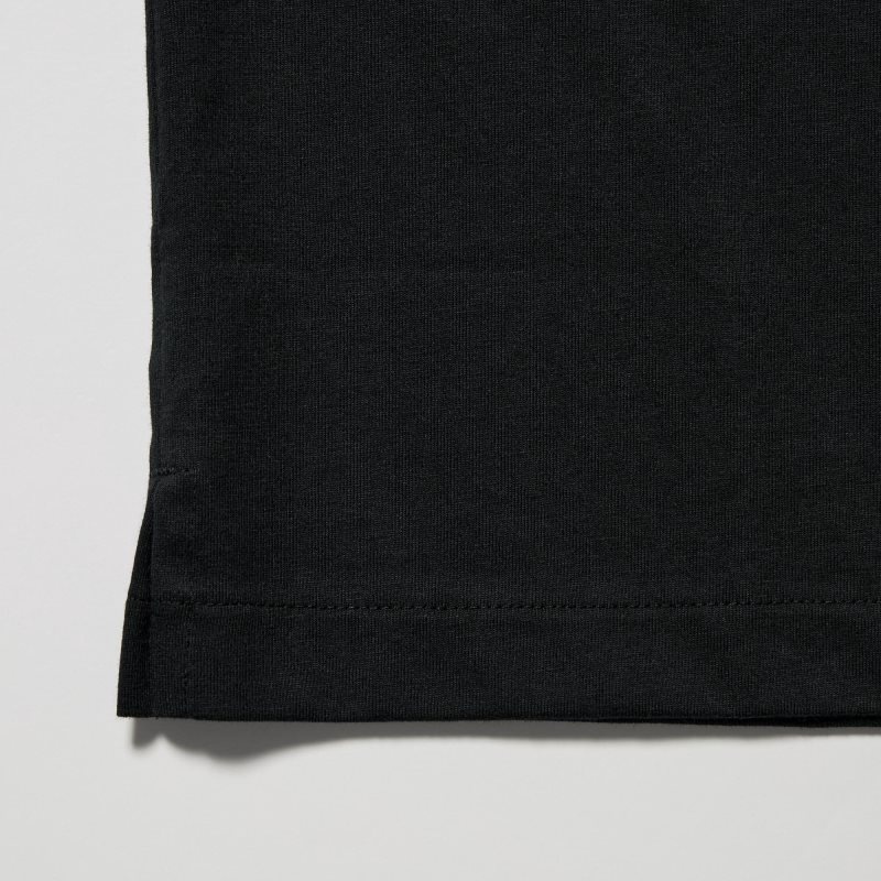 Polos Uniqlo Airism Regular Collar Homme Noir | 8730546