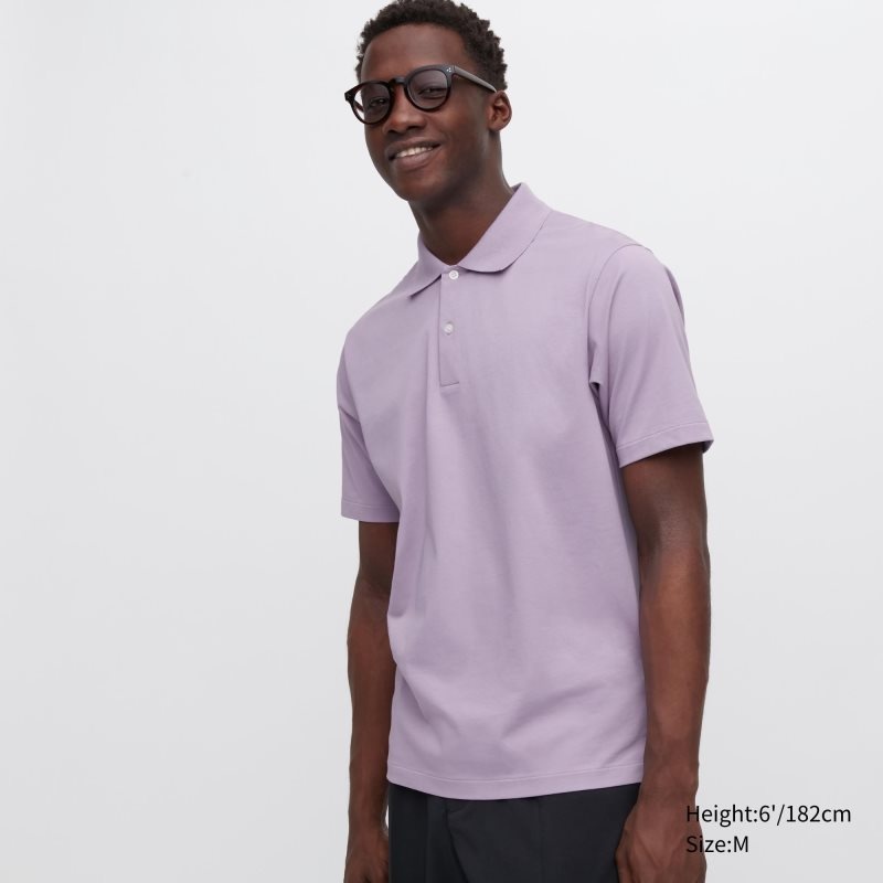 Polos Uniqlo Airism Regular Collar Homme Violette | 8913952