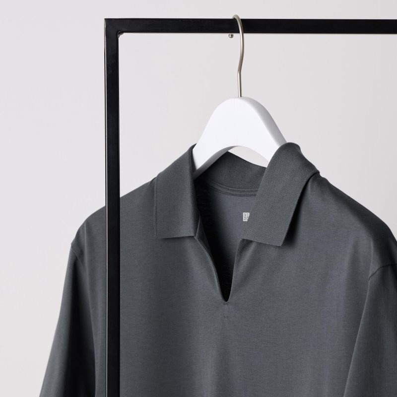 Polos Uniqlo Airism Skipper Collar Homme Grise | 210948