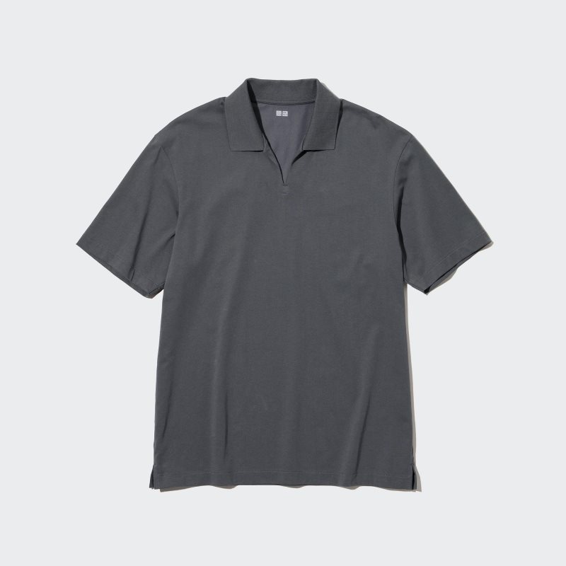 Polos Uniqlo Airism Skipper Collar Homme Grise | 210948