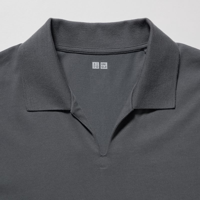 Polos Uniqlo Airism Skipper Collar Homme Grise | 210948