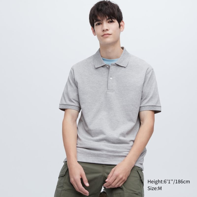 Polos Uniqlo Dry Pique Short-sleeve Homme Grise | 9334140