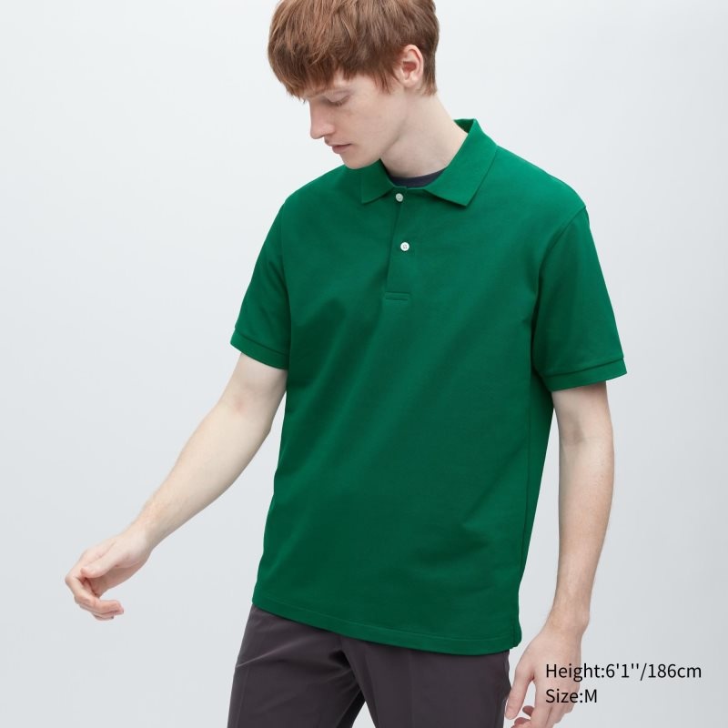 Polos Uniqlo Dry Pique Short-sleeve Homme Vert | 5108542