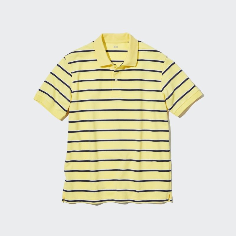 Polos Uniqlo Dry Pique Striped Short-sleeve Homme Jaune | 7086676