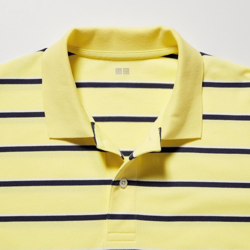 Polos Uniqlo Dry Pique Striped Short-sleeve Homme Jaune | 7086676