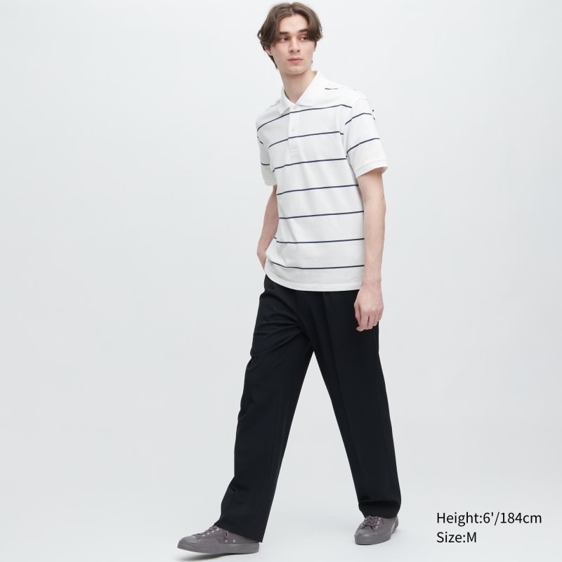 Polos Uniqlo Dry Pique Striped Short-sleeve Homme Vert | 7628705