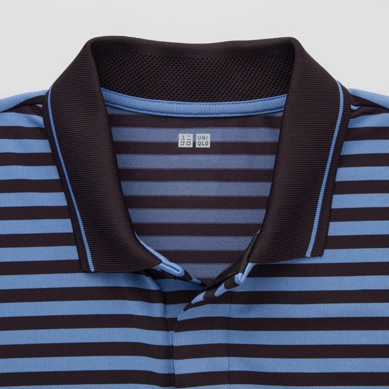 Polos Uniqlo Dry-ex Short-sleeve Striped Adam Scott Homme Bleu | 226808