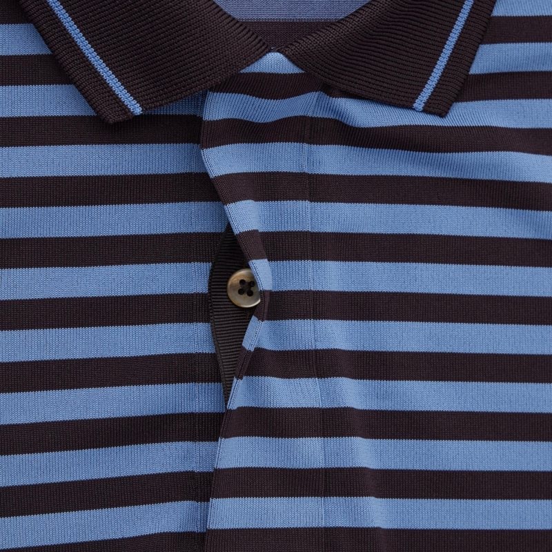 Polos Uniqlo Dry-ex Short-sleeve Striped Adam Scott Homme Bleu | 226808