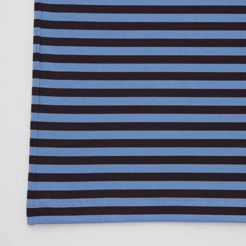 Polos Uniqlo Dry-ex Short-sleeve Striped Adam Scott Homme Bleu | 226808
