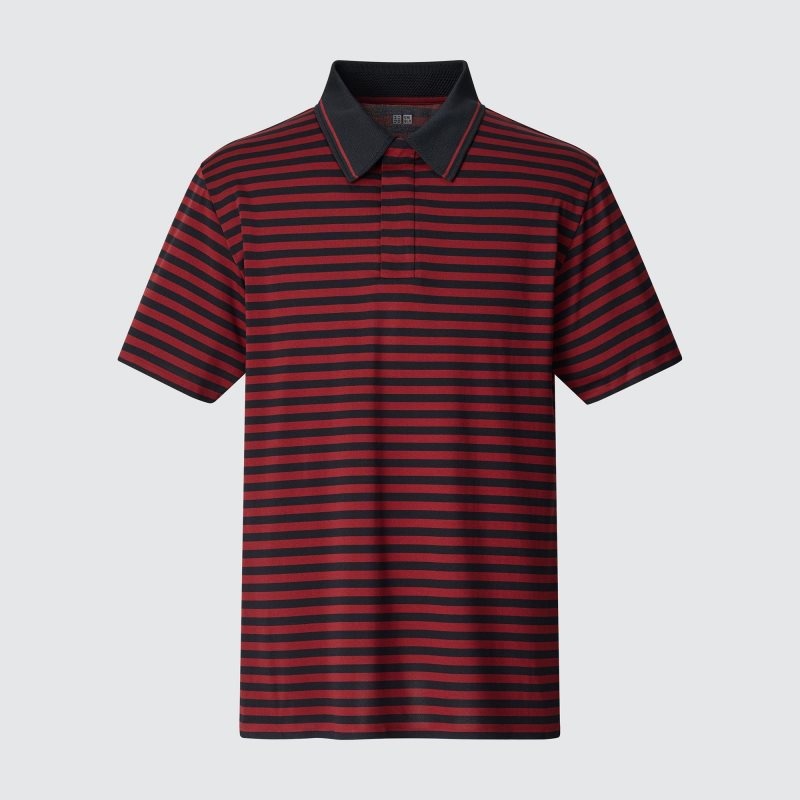 Polos Uniqlo Dry-ex Short-sleeve Striped Adam Scott Homme Rouge | 253430