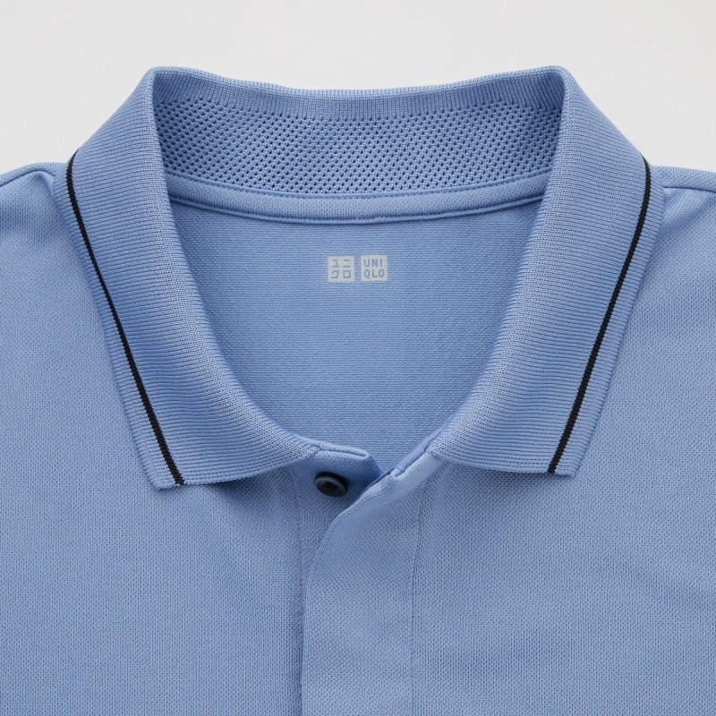 Polos Uniqlo Dry-ex Short-sleeve Striped Collar Adam Scott Homme Bleu | 4819013