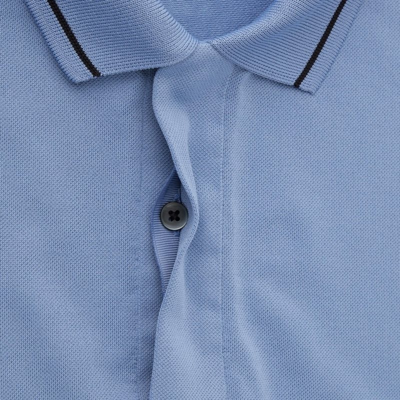 Polos Uniqlo Dry-ex Short-sleeve Striped Collar Adam Scott Homme Bleu | 4819013