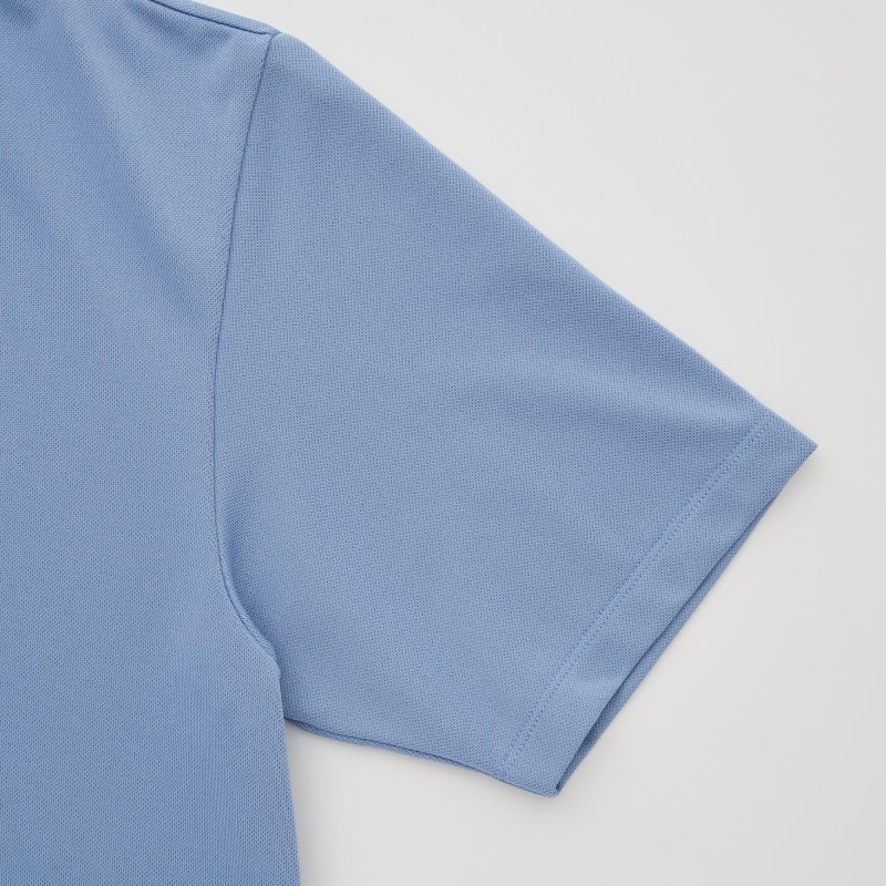 Polos Uniqlo Dry-ex Short-sleeve Striped Collar Adam Scott Homme Bleu | 4819013