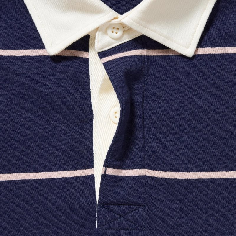 Polos Uniqlo Rugger Long-sleeve Homme Bleu Marine | 772111