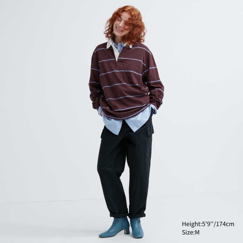 Polos Uniqlo Rugger Long-sleeve Homme Bordeaux | 1764155