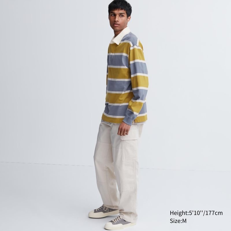 Polos Uniqlo Rugger Long-sleeve Homme Jaune | 9566278