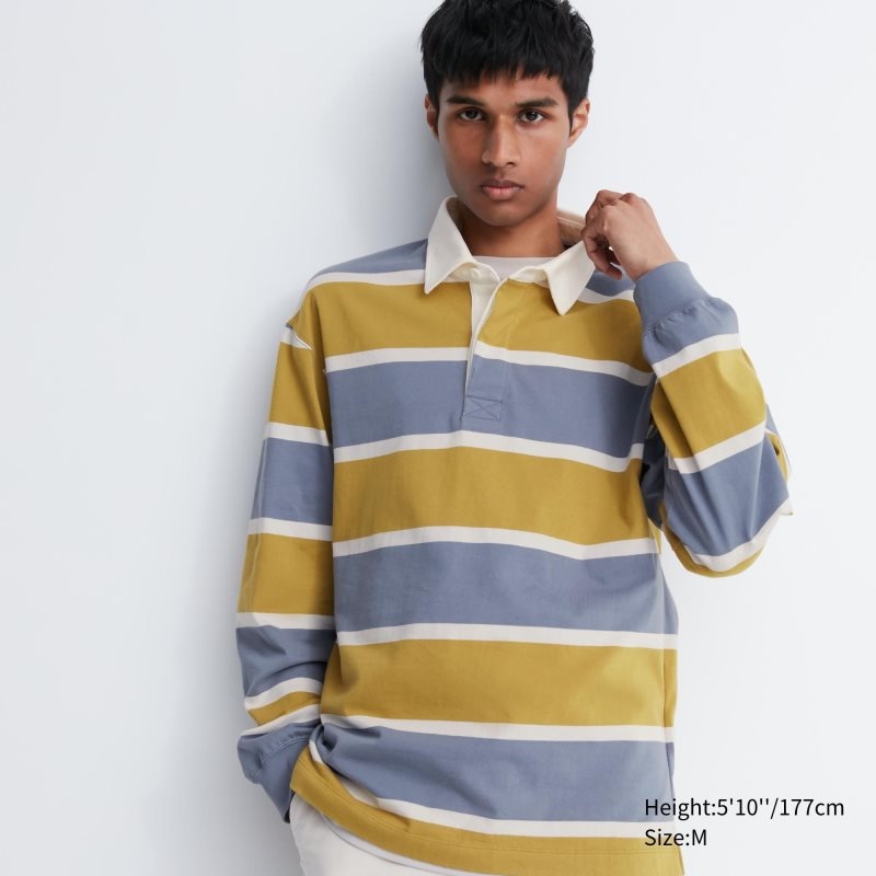 Polos Uniqlo Rugger Long-sleeve Homme Jaune | 9566278