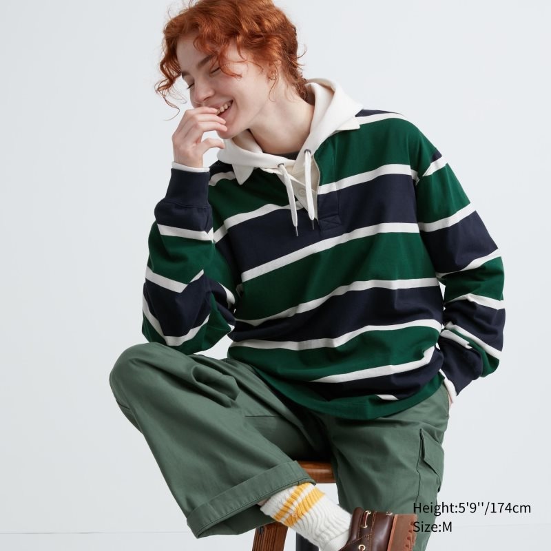Polos Uniqlo Rugger Long-sleeve Homme Vert | 8787866