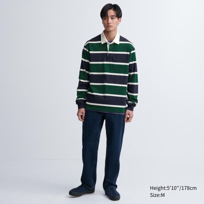 Polos Uniqlo Rugger Long-sleeve Homme Vert | 8787866