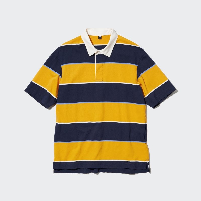 Polos Uniqlo Rugger Striped Short Sleeve Homme Jaune | 3493818