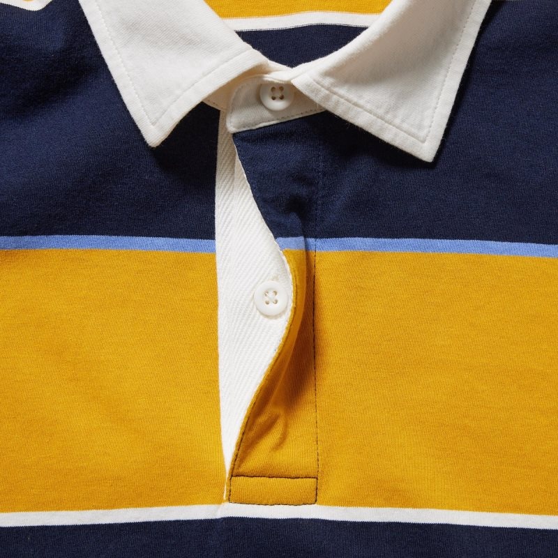 Polos Uniqlo Rugger Striped Short Sleeve Homme Jaune | 3493818