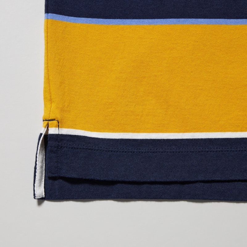 Polos Uniqlo Rugger Striped Short Sleeve Homme Jaune | 3493818
