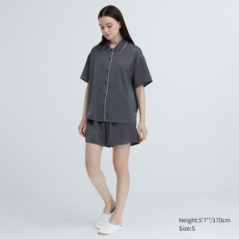 Pyjamas Uniqlo Satin Short-Sleeves Femme Grise | 1822526