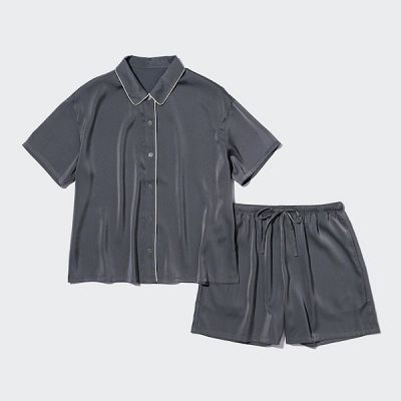 Pyjamas Uniqlo Satin Short-Sleeves Femme Grise | 1822526