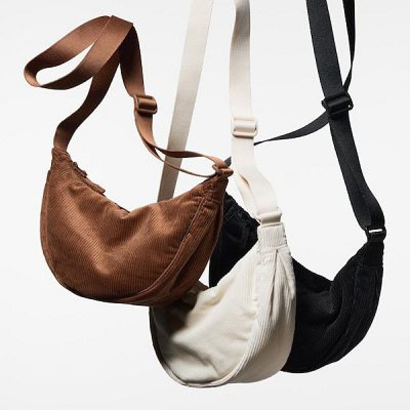 Sac Bandoulière Uniqlo Corduroy Round Mini Femme Marron | 1730534