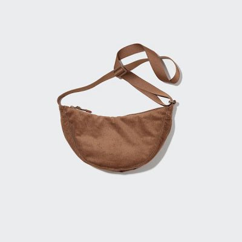 Sac Bandoulière Uniqlo Corduroy Round Mini Femme Marron | 1730534