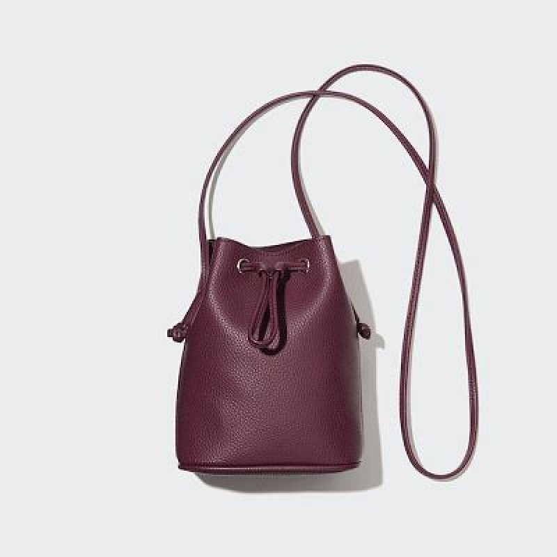 Sac Bandoulière Uniqlo Faux-Leather Drawstring Mini Femme Bordeaux | 1285199