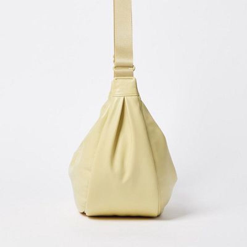 Sac Bandoulière Uniqlo Faux Leather Round Femme Jaune | 6899603