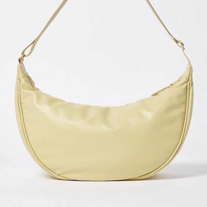 Sac Bandoulière Uniqlo Faux Leather Round Femme Jaune | 6899603