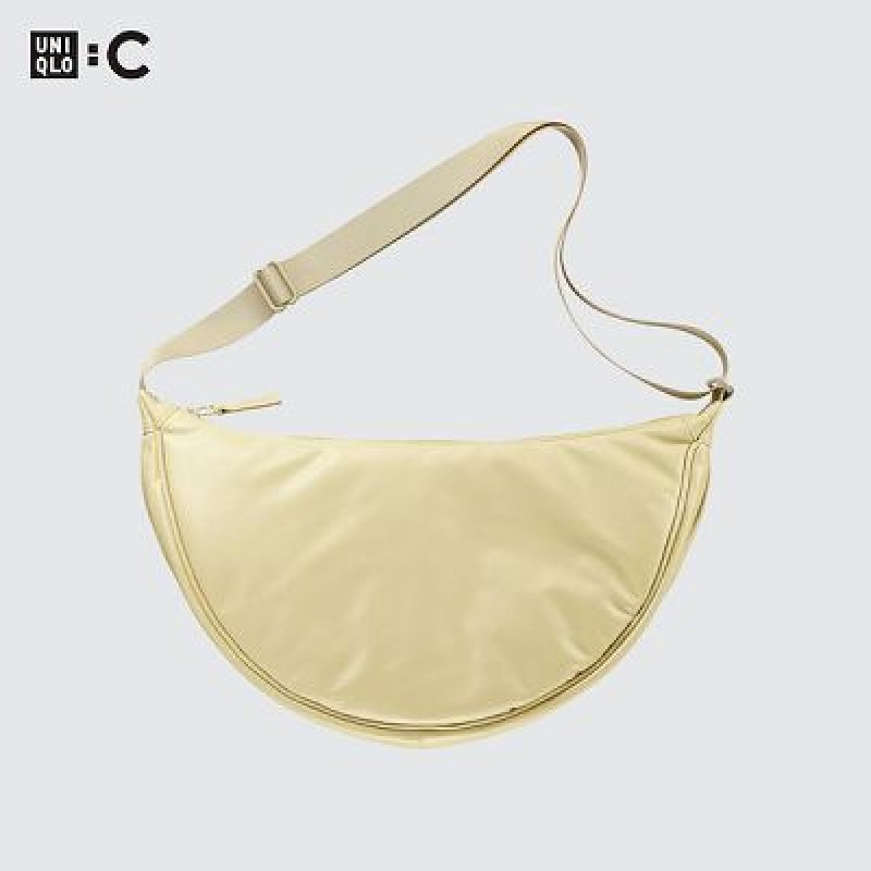 Sac Bandoulière Uniqlo Faux Leather Round Femme Jaune | 6899603